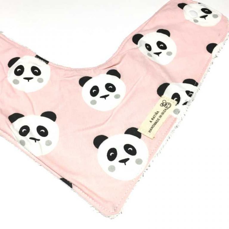 bandana bebe pandas rosa frente