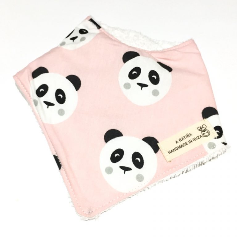 bandana bebe pandas rosa