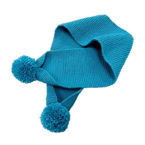 bufanda pompon azul agua