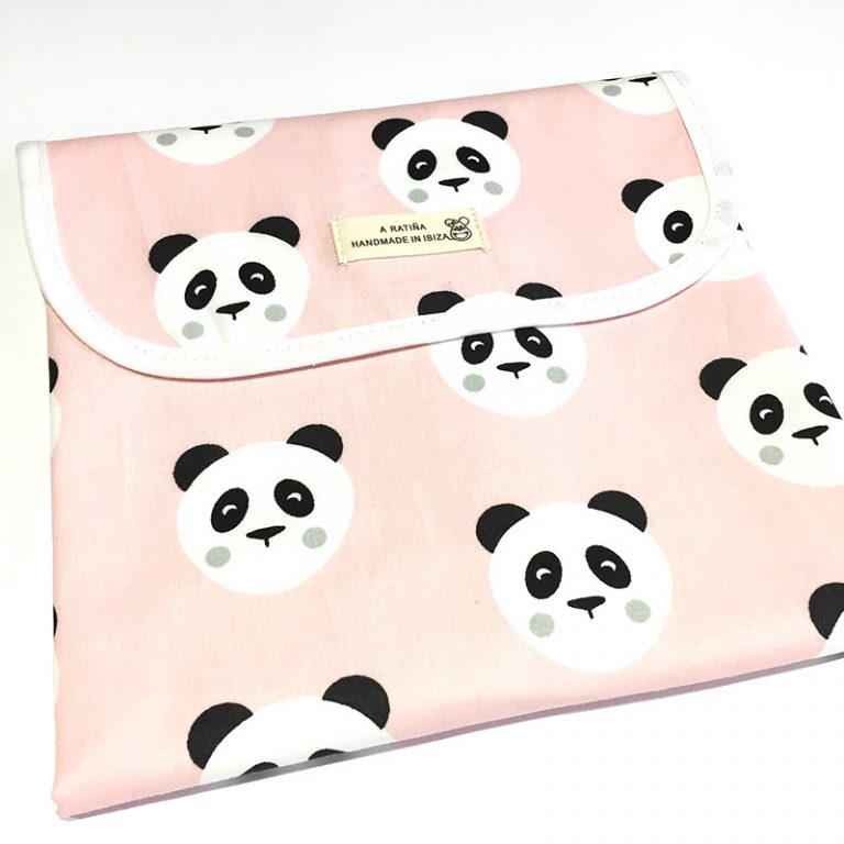 cambiador portátil bebé estampado panda rosa