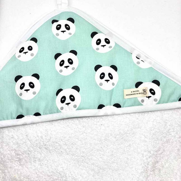capa de baño bebé panda mint