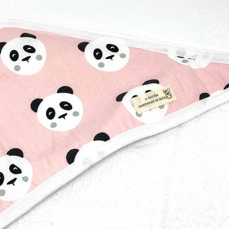 capa de baño bebe panda rosa