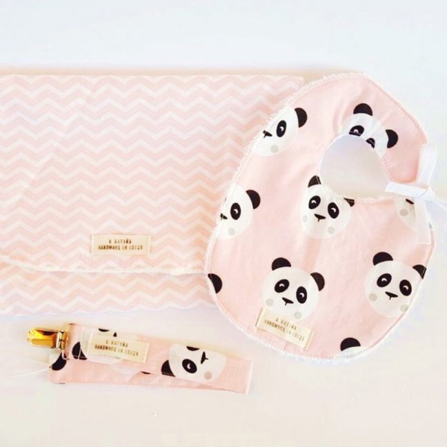 conjunto bebé panda rosa